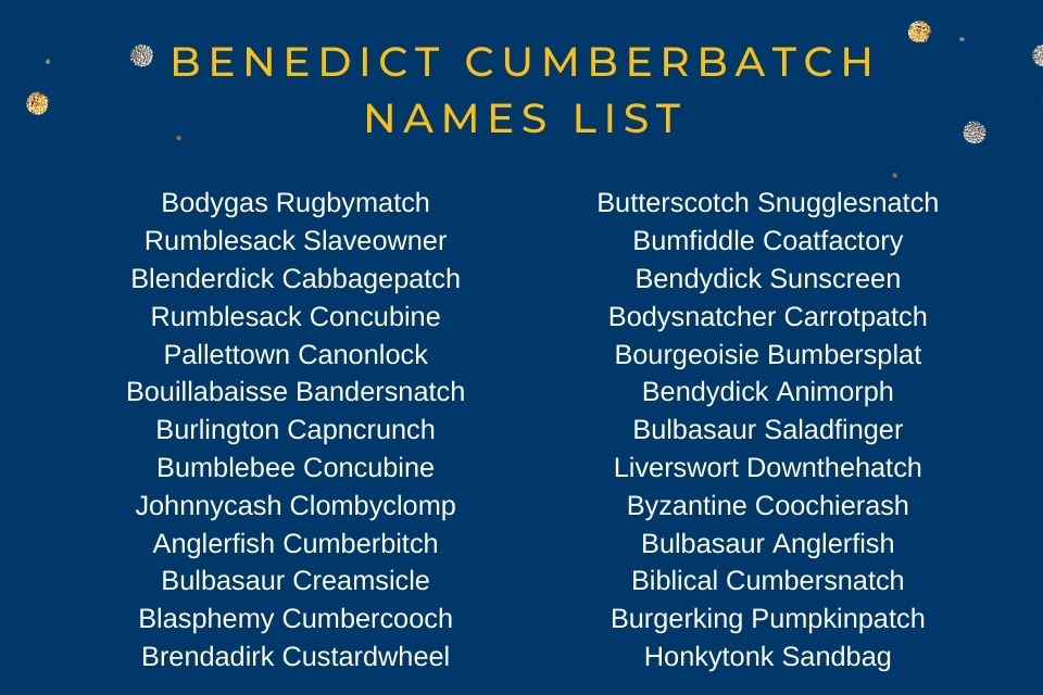 Benedict Cumberbatch Names List